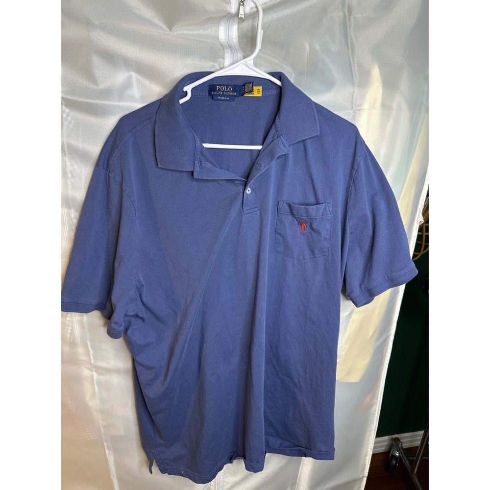 Polo Ralph Lauren Mens Classic Fit Pocket Polo Shirt Blue XL Short Sleeve Cotton